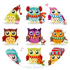 Cartoon-cute-owl-vector Wooden Bottle Opener (round) by Jancukart