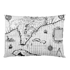 Florida-map-antique-line-art Pillow Case by Jancukart