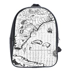 Florida-map-antique-line-art School Bag (xl) by Jancukart