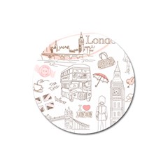 I Love London Drawing Magnet 3  (round)