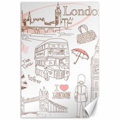 I Love London Drawing Canvas 24  X 36 