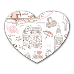 I Love London Drawing Heart Mousepads