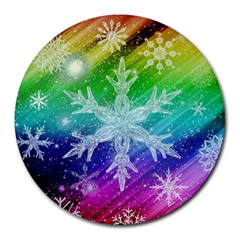 Christmas-snowflake-background Round Mousepads