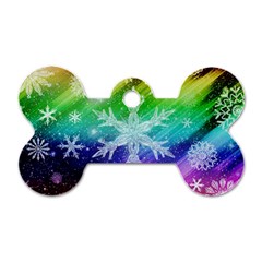 Christmas-snowflake-background Dog Tag Bone (two Sides)