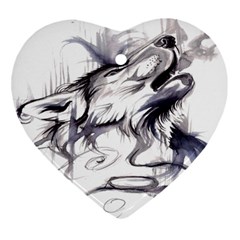 Tattoo-ink-flash-drawing-wolf Ornament (heart)