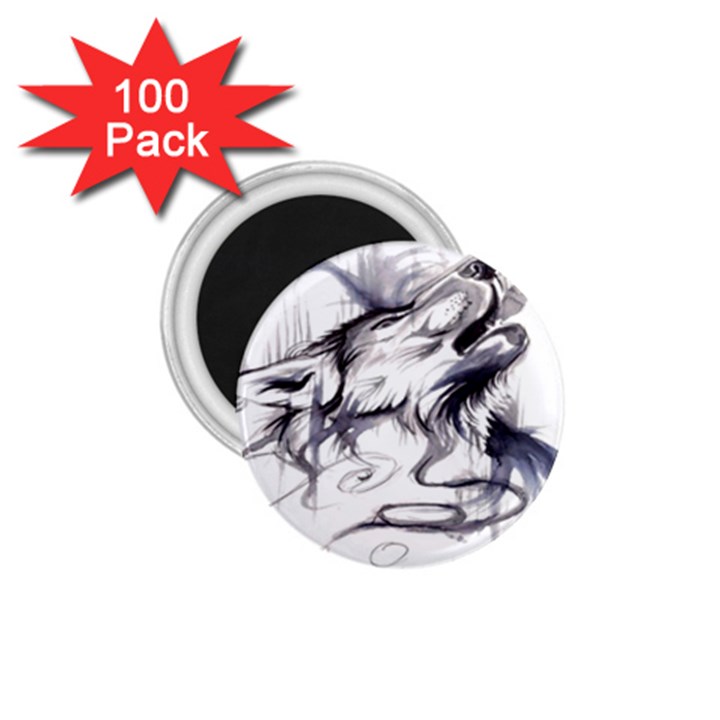 Tattoo-ink-flash-drawing-wolf 1.75  Magnets (100 pack) 