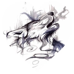 Tattoo-ink-flash-drawing-wolf Wooden Puzzle Heart