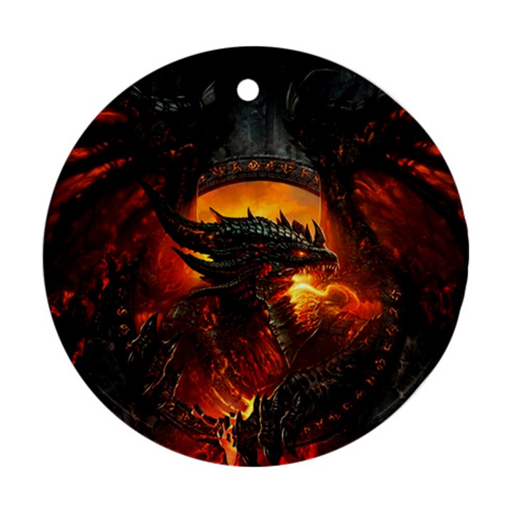 Dragon Fire Fantasy Art Ornament (Round)