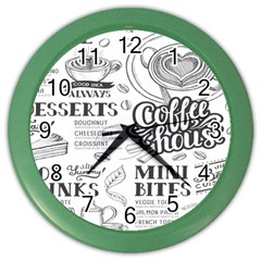 Vintage Coffee-tea-cafe-hamburger-menu-coffee-shop-menu Color Wall Clock