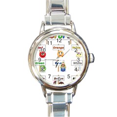 Graphic-smiley-color-diagram Round Italian Charm Watch