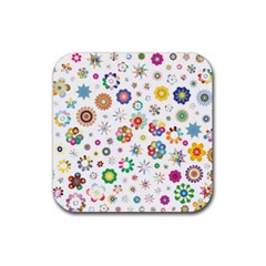 Flower Floral Pattern Rubber Coaster (square)