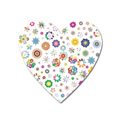 Flower Floral Pattern Heart Magnet