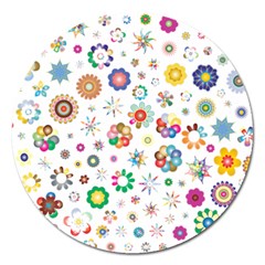 Flower Floral Pattern Magnet 5  (round)