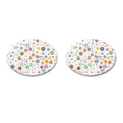 Flower Floral Pattern Cufflinks (oval)