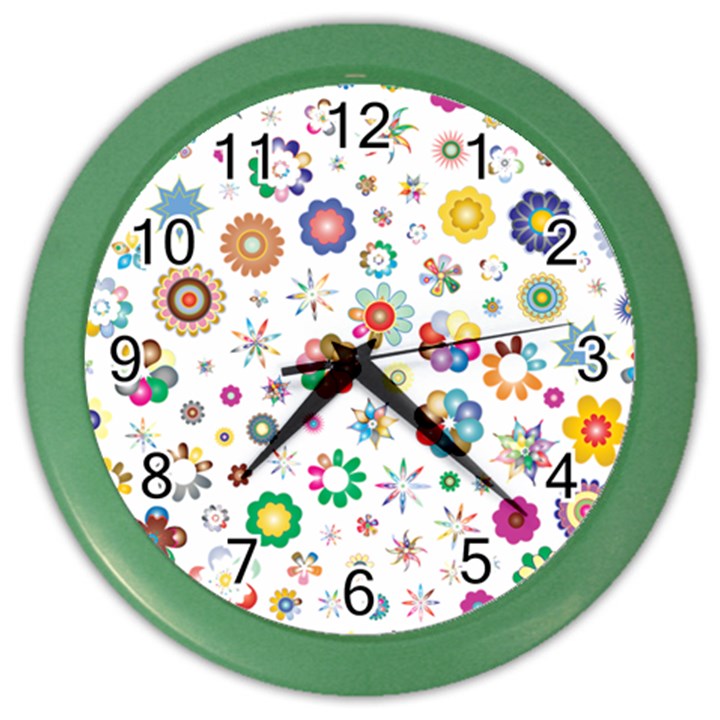 Flower Floral Pattern Color Wall Clock