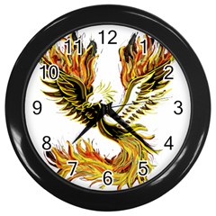 Phoenix-bird-fire-bright-red-swing Wall Clock (black)