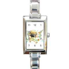 Pug-watercolor-cute-animal-dog Rectangle Italian Charm Watch