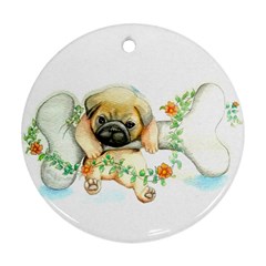 Pug-watercolor-cute-animal-dog Ornament (round)