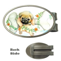 Pug-watercolor-cute-animal-dog Money Clips (oval) 