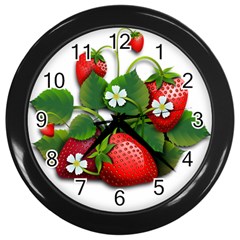 Strawberries-fruits-fruit-red Wall Clock (black)