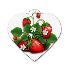 Strawberries-fruits-fruit-red Dog Tag Heart (one Side)