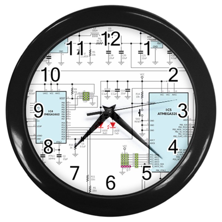 Circuits-electronics-atmel Wall Clock (Black)