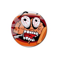 Brain Cartoon Animation Rubber Coaster (round)