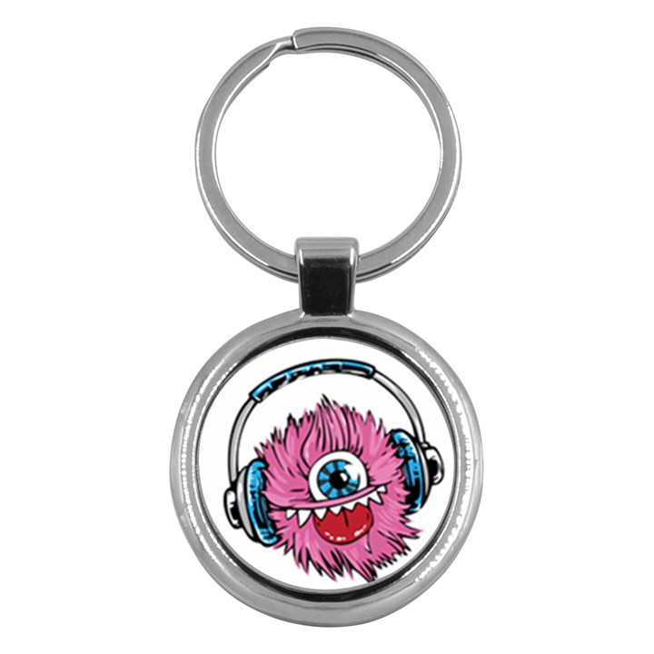 Monster-headphones-headset-listen Key Chain (Round)