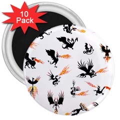 Dragon-phoenix-fire-bird-ancient 3  Magnets (10 Pack) 