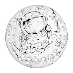 Astronaut-moon-space-astronomy Round Filigree Ornament (Two Sides)