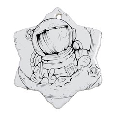 Astronaut-moon-space-astronomy Snowflake Ornament (Two Sides)