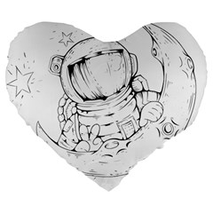 Astronaut-moon-space-astronomy Large 19  Premium Flano Heart Shape Cushions