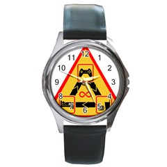 Gamer-geek-video-game-sign-fan Round Metal Watch