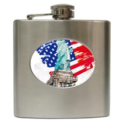 Statue Of Liberty Independence Day Poster Art Hip Flask (6 Oz) by Jancukart