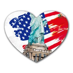 Statue Of Liberty Independence Day Poster Art Heart Mousepads by Jancukart