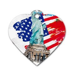 Statue Of Liberty Independence Day Poster Art Dog Tag Heart (one Side)