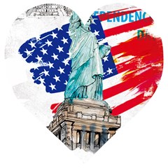 Statue Of Liberty Independence Day Poster Art Wooden Puzzle Heart