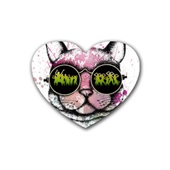 Black-cat-head Rubber Heart Coaster (4 Pack)