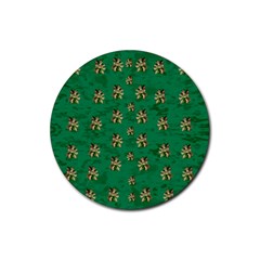 Water Lilies In The Soft Clear Warm Tropical Sea Rubber Coaster (round) by pepitasart