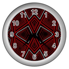 Abstract Pattern Geometric Backgrounds Wall Clock (silver) by Eskimos