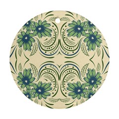 Folk Flowers Print Floral Pattern Ethnic Art Ornament (round) by Eskimos