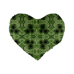 Folk Flowers Print Floral Pattern Ethnic Art Standard 16  Premium Heart Shape Cushions by Eskimos