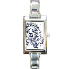 Head Art-lion Drawing Rectangle Italian Charm Watch