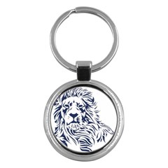 Head Art-lion Drawing Key Chain (round)