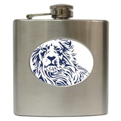 Head Art-lion Drawing Hip Flask (6 Oz) by Jancukart