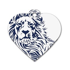 Head Art-lion Drawing Dog Tag Heart (two Sides)