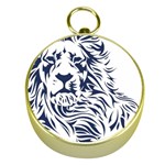 Head Art-lion Drawing Gold Compasses Front