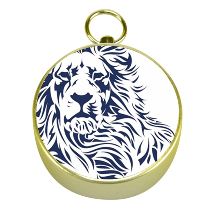 Head Art-lion Drawing Gold Compasses