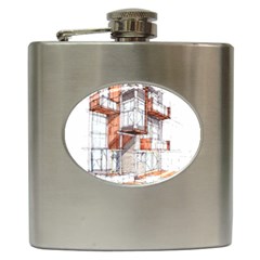 Rag-flats-onion-flats-llc-architecture-drawing Graffiti-architecture Hip Flask (6 oz)