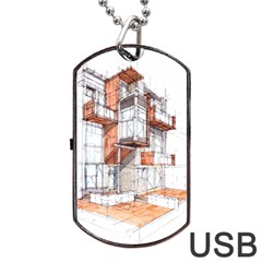 Rag-flats-onion-flats-llc-architecture-drawing Graffiti-architecture Dog Tag USB Flash (One Side)